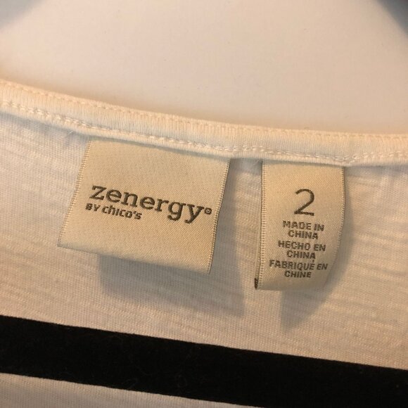 Chicos Zenergy Karsyn Solid Tunic V-Neck Top White Slub Knit Size 2 (US Size L) - Picture 3 of 7